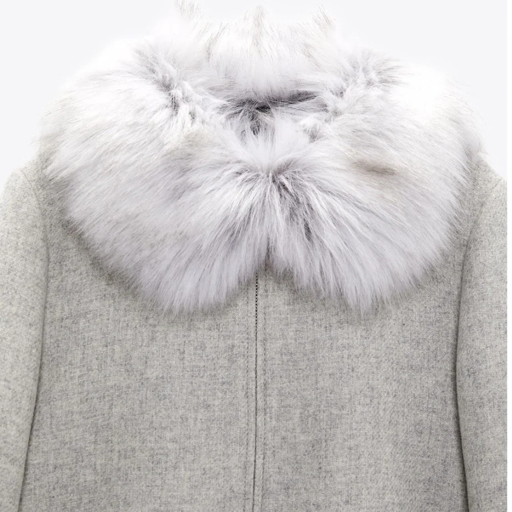 ZARA COAT WITH FAUX FUR COLLAR SZ S - Picture 8 of 10